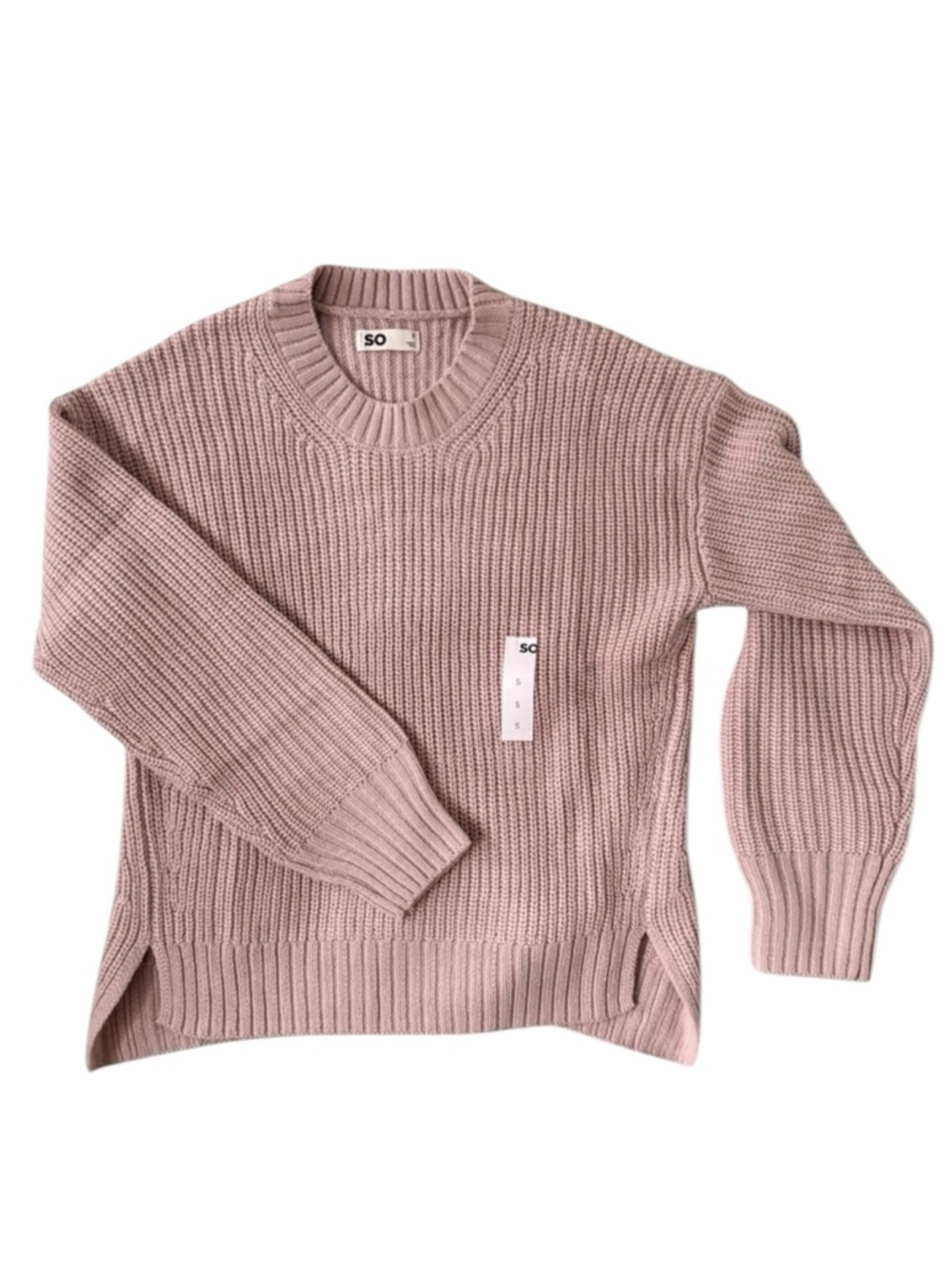 Shaker Stitch Crewneck Sweater NWT Dusty Rose Pink Oversized‎ SizeSmall